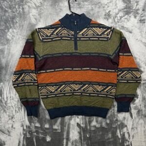 F/X Fusion Quarter Zip Sweater Medium Multicolor Southwestern Geometric Knit